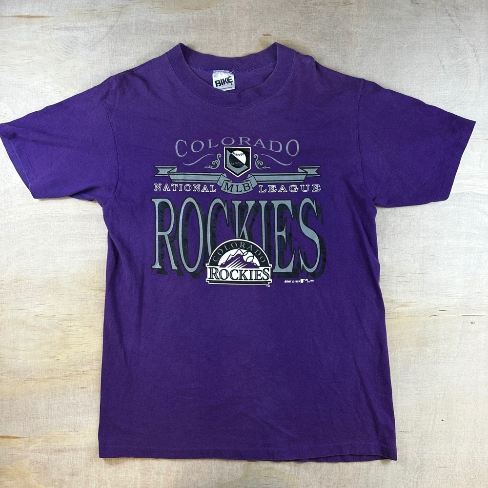 Vintage 1993 Colorado Rockies MLB Shirt Bike Athletic Purple Mens Large USA Made